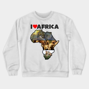 I Love Africa Wildlife Collage Map Crewneck Sweatshirt